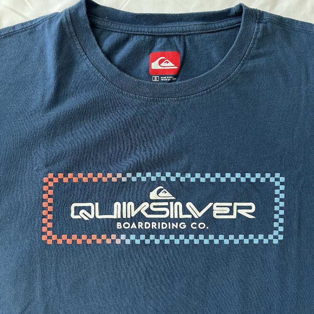 Men's Small Quiksilver Graphic Tee Blue Retro Logo